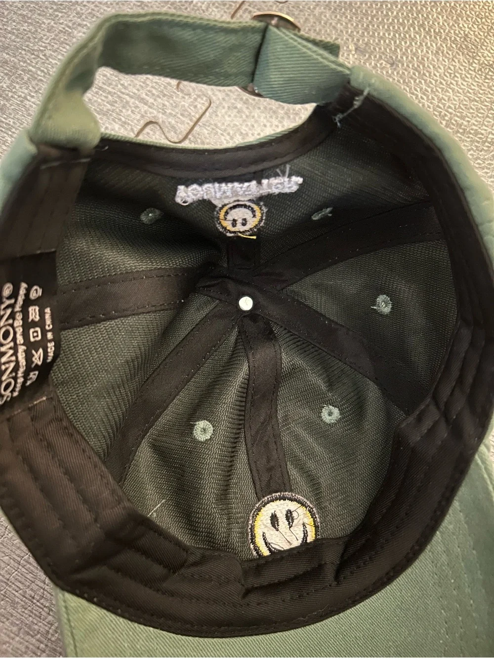 Olive Green Smile Patch Baseball Cap